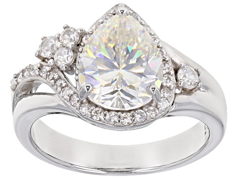 Pre-Owned Fabulite Strontium Titanate and white zircon rhodium over sterling silver ring 3.65ctw.