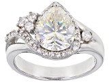 Pre-Owned Fabulite Strontium Titanate and white zircon rhodium over sterling silver ring 3.65ctw.