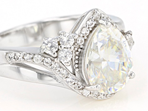 Pre-Owned Fabulite Strontium Titanate and white zircon rhodium over sterling silver ring 3.65ctw.