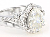 Pre-Owned Fabulite Strontium Titanate and white zircon rhodium over sterling silver ring 3.65ctw.