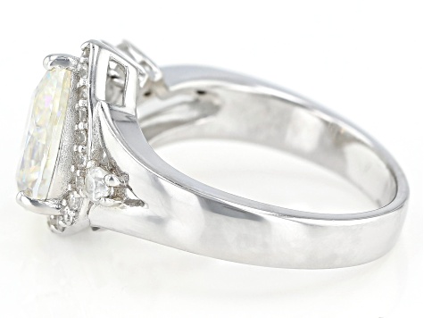 Pre-Owned Fabulite Strontium Titanate and white zircon rhodium over sterling silver ring 3.65ctw.