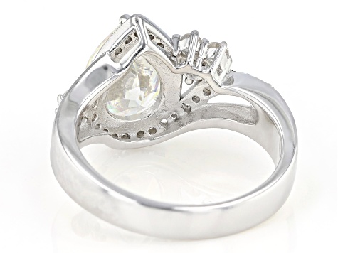 Pre-Owned Fabulite Strontium Titanate and white zircon rhodium over sterling silver ring 3.65ctw.