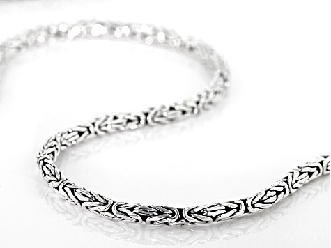 Pre-Owned Sterling Silver 3mm Byzantine Necklace