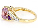 Pre-Owned Pink Kunzite, African Amethyst & White Diamond 14k Yellow Gold Center Design Ring 3.08ctw