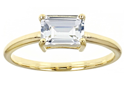Pre-Owned Blue Aquamarine 10k Yellow Gold Solitaire Ring .71ctw