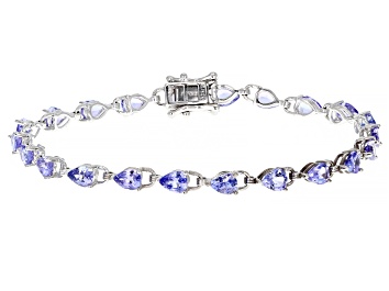 Picture of Pre-Owned Pear-shaped Tanzanite Rhodium Over Sterling Silver Bracelet 5.25ctw