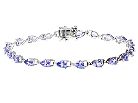 Pre-Owned Pear-shaped Tanzanite Rhodium Over Sterling Silver Bracelet 5.25ctw