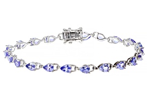 Pre-Owned Pear-shaped Tanzanite Rhodium Over Sterling Silver Bracelet 5.25ctw