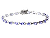 Pre-Owned Pear-shaped Tanzanite Rhodium Over Sterling Silver Bracelet 5.25ctw