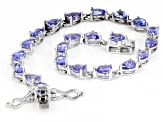 Pre-Owned Pear-shaped Tanzanite Rhodium Over Sterling Silver Bracelet 5.25ctw