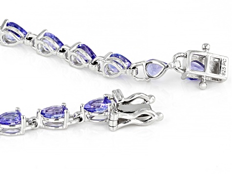 Pre-Owned Pear-shaped Tanzanite Rhodium Over Sterling Silver Bracelet 5.25ctw