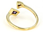 Pre-Owned Purple And White Cubic Zirconia 18K Yellow Gold Over Sterling Silver Ring 0.75ctw