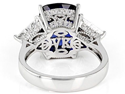 Pre-Owned Blue Lab Created Sapphire & Cubic Zirconia Platineve® Anniversary Ring