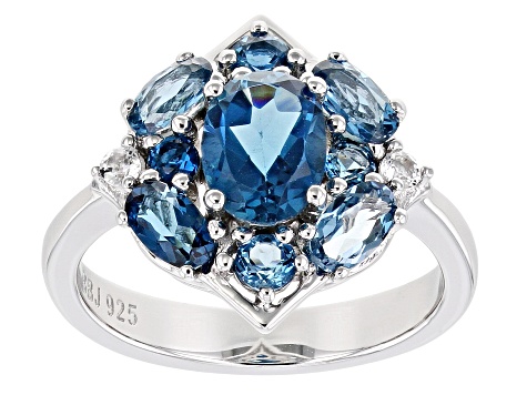 Pre-Owned Blue Topaz Rhodium Over Sterling Silver Ring 2.97ctw - P24183 ...