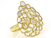 Pre-Owned Polki Diamond 18K Yellow Gold Over Silver Ring