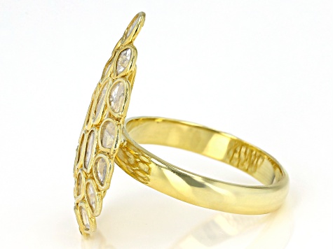Pre-Owned Polki Diamond 18K Yellow Gold Over Silver Ring