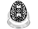 Pre-Owned Rhodium Over Silver Tribal Design Ring