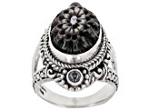 Pre-Owned Black Mother-Of-Pearl Dahlia Sterling Silver Ring