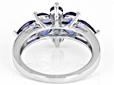 Pre-Owned Blue Lab Created Sapphire Rhodium Over Sterling Silver Ring. 2.08ctw.