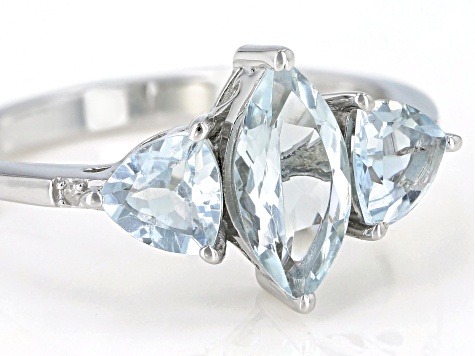 Pre-Owned Blue Aquamarine Rhodium Over Sterling Silver Ring 1.57ctw