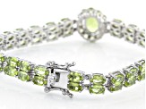 Pre-Owned Green Peridot Rhodium Over Sterling Silver Bracelet 14.21ctw