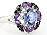 Pre-Owned Multicolor Petalite Rhodium Over Sterling Silver Ring 1.58ctw