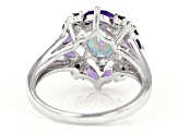 Pre-Owned Multicolor Petalite Rhodium Over Sterling Silver Ring 1.58ctw