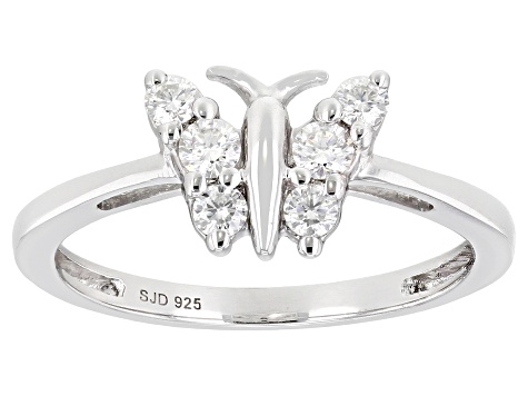 Pre-Owned Moissanite platineve butterfly ring .28ctw DEW