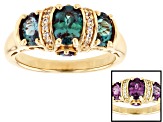 Pre-Owned Blue Lab Created Alexandrite 18k Yellow Gold Over Sterling Silver Ring 1.47ctw