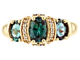 Pre-Owned Blue Lab Created Alexandrite 18k Yellow Gold Over Sterling Silver Ring 1.47ctw