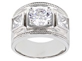 Pre-Owned White Cubic Zirconia Rhodium Over Sterling Silver Ring 4.77ctw