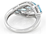 Pre-Owned Blue Zircon Rhodium Over Sterling Silver Ring 1.19ctw