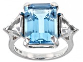 Pre-Owned Blue Topaz Rhodium Over Sterling Silver Ring 10.10ctw