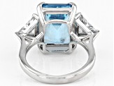 Pre-Owned Blue Topaz Rhodium Over Sterling Silver Ring 10.10ctw