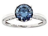Pre-Owned Blue moissanite platineve solitaire ring 1.90ct DEW