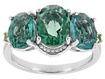 Picture of Pre-Owned Green Fluorite Rhodium Over Sterling Silver Ring 4.89ctw