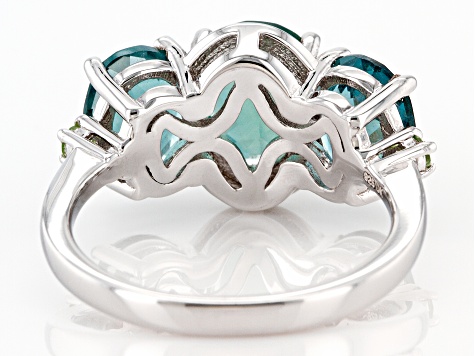 Pre-Owned Green Fluorite Rhodium Over Sterling Silver Ring 4.89ctw