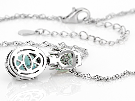 Pre-Owned Green Fluorite Rhodium Over Sterling Silver Pendant With Chain 3.57ctw