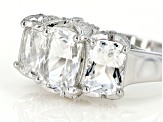 Pre-Owned White crystal quartz rhodium over sterling silver ring 2.40ctw
