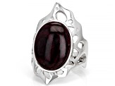 Pre-Owned Purple Spiny Oyster Shell Rhodium Over Sterling Silver Ring