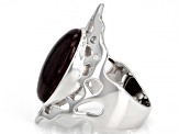 Pre-Owned Purple Spiny Oyster Shell Rhodium Over Sterling Silver Ring