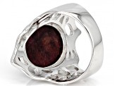 Pre-Owned Purple Spiny Oyster Shell Rhodium Over Sterling Silver Ring