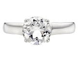 Pre-Owned White Crystal Quartz Rhodium Over Sterling Silver Solitaire Ring 1.53ct
