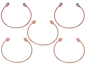 Pre-Owned Turquoise And Copper Stackable 5 Cuff Bracelets Set