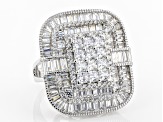 Pre-Owned White Cubic Zirconia Rhodium Over Sterling Silver Cluster Ring 6.00ctw