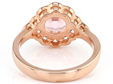Pre-Owned Morganite Simulant and White Cubic Zirconia 18k Rose Gold Over Sterling Silver Ring 3.01ct