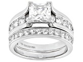 Pre-Owned White Cubic Zirconia Platinum Over Sterling Silver Ring With Band 4.34ctw