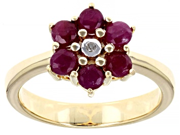 Picture of Pre-Owned Red Ruby 18k Yellow Gold Over Sterling Silver Ring 1.06ctw