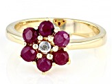 Pre-Owned Red Ruby 18k Yellow Gold Over Sterling Silver Ring 1.06ctw