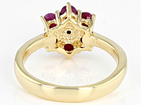 Pre-Owned Red Ruby 18k Yellow Gold Over Sterling Silver Ring 1.06ctw